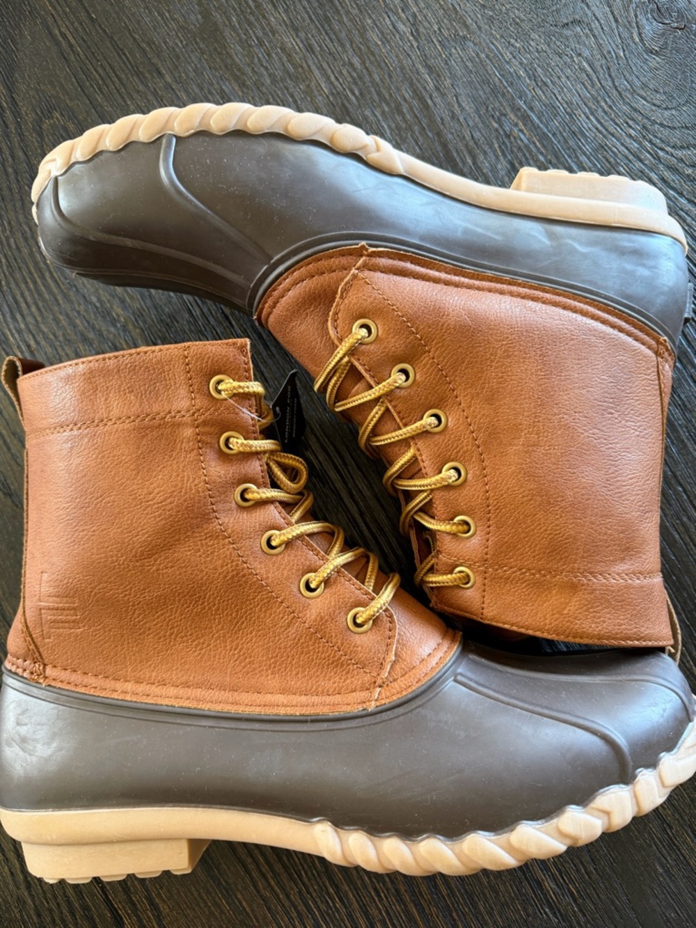 London Fog Seth Duck Boots Men Cognac Brown Rain/Snow Sizes 11 Men’s
